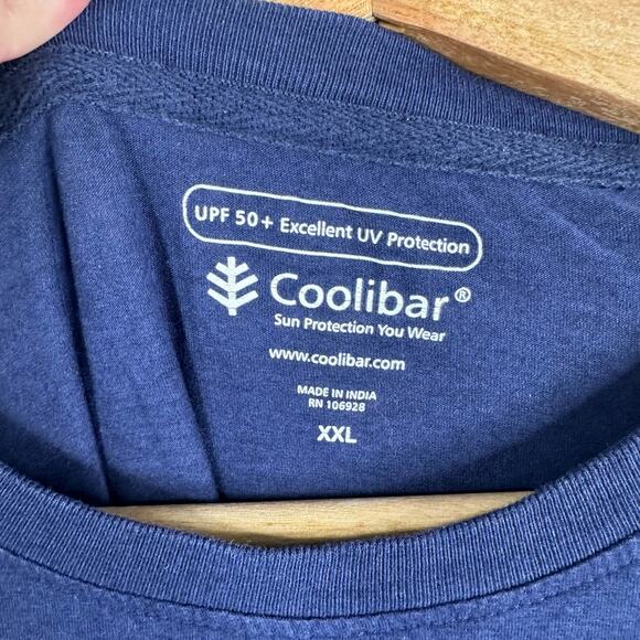 Coolibar Mens size XXL Long Sleeve Sun Protection T-Shirt UPF 50 Crew Neck Blue - Picture 8 of 10
